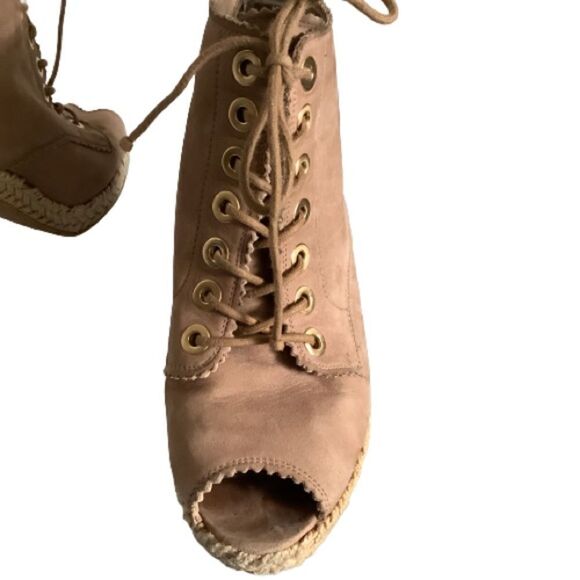 STUART WEITZMAN SUEDE LACE UP PEEP TOE HEELED SHOES/BOOTIES SIZE 38.5 - Picture 11 of 13